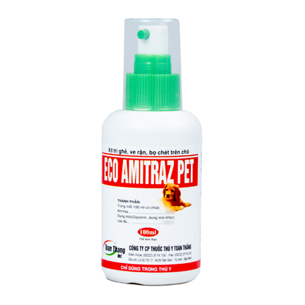 ECO - AMITRAZ PET - Xịt trị: ghẻ, ve, rận, bọ chét trên chó mèo