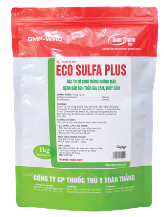 ECO SULFA PLUS - ĐẶC TRỊ KÍ SINH TRÙNG ĐƯỜNG MÁU BỆNH ĐẦU ĐEN TRÊN GIA CẦM, THỦY CẦM