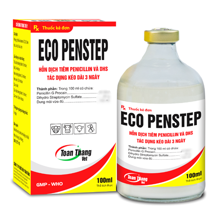 ECO - PENSTEP - Hỗn dịch tiêm Penicillin và DHS. Tác dụng kéo dài 72 giờ