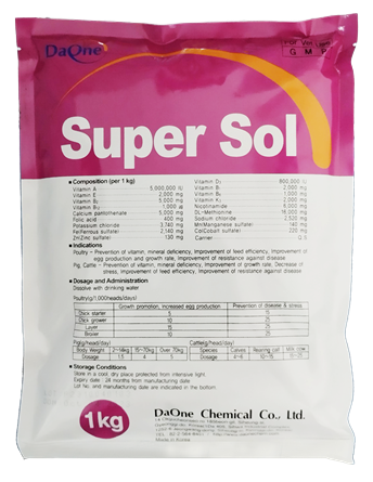 SUPER SOL - Mixture of vitamins + amino acids + electrolytes (minerals).